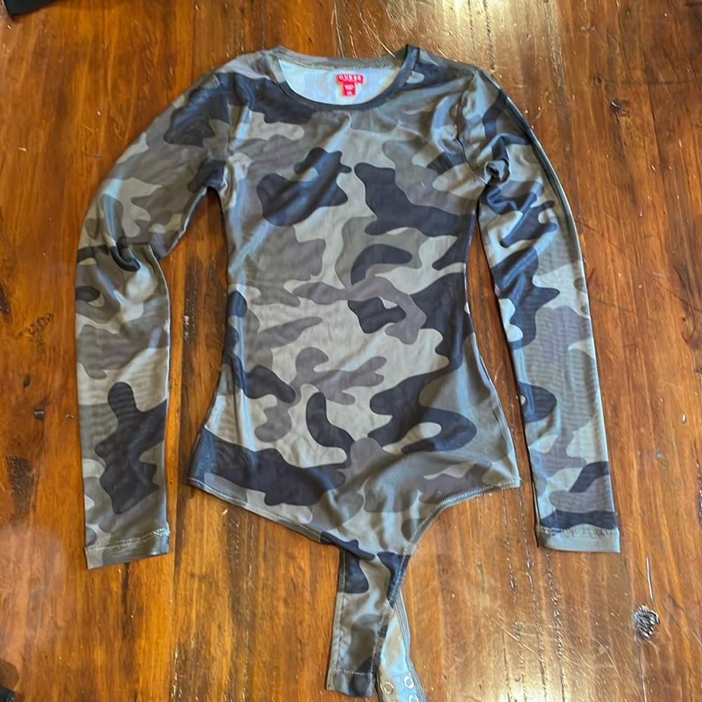 Guess Camo Sheer Bodysuit Size xs